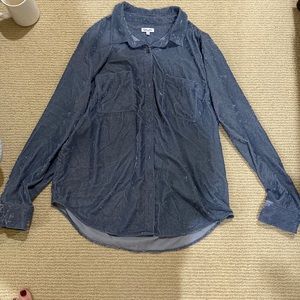 Splendid Velvet Button Up Long Sleeve Top Sz L